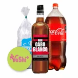 Combo Ron Cabo Blanco Black 1L + Coca Cola 3L + Hielo 900g