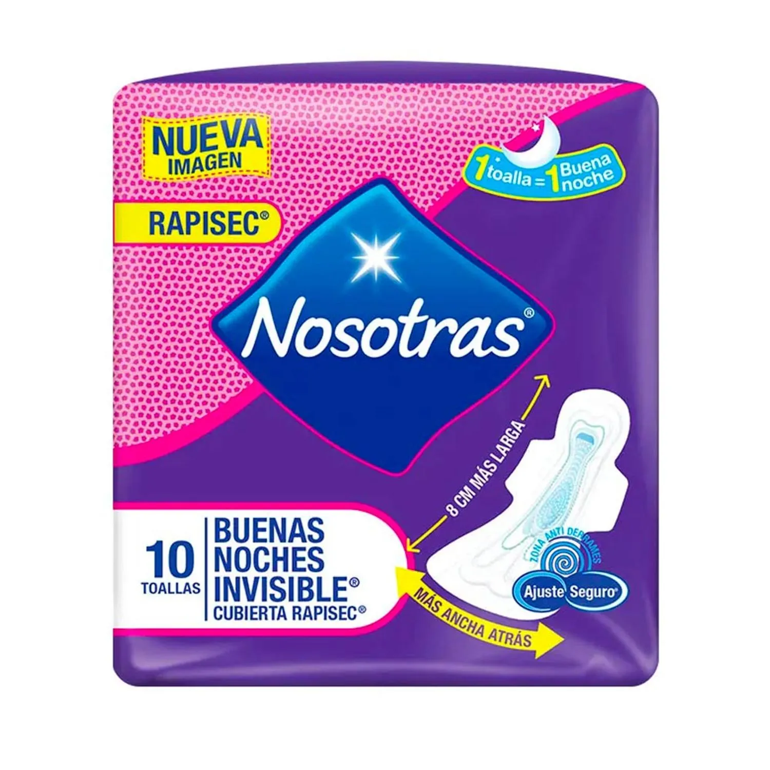 Toalla higiénica NOSOTRAS BUENAS NOCHES INVISIBLE paq.10unid